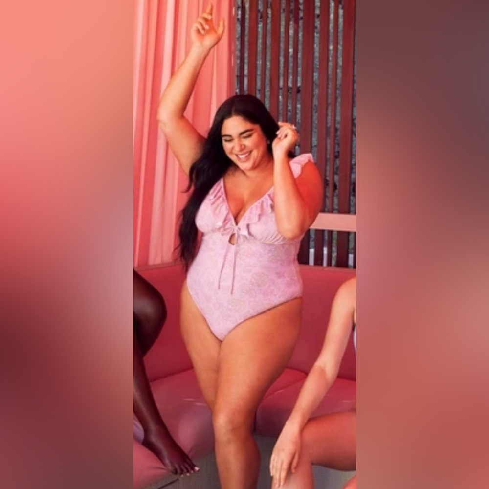 NWT Joe Fresh X Roxy Earle Pink Ruffled One-Piece Swimsuit